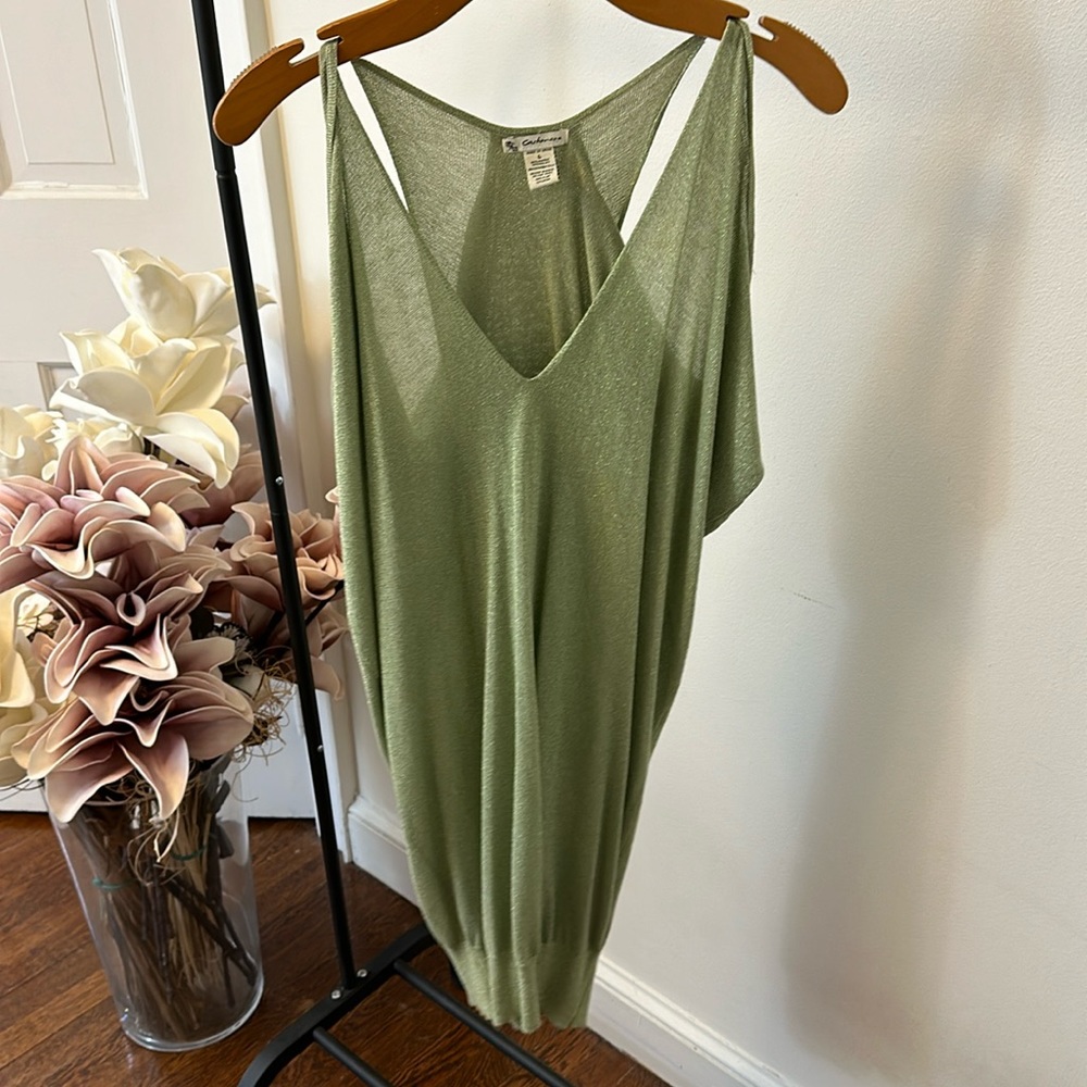 Lime green sparkly drape dress